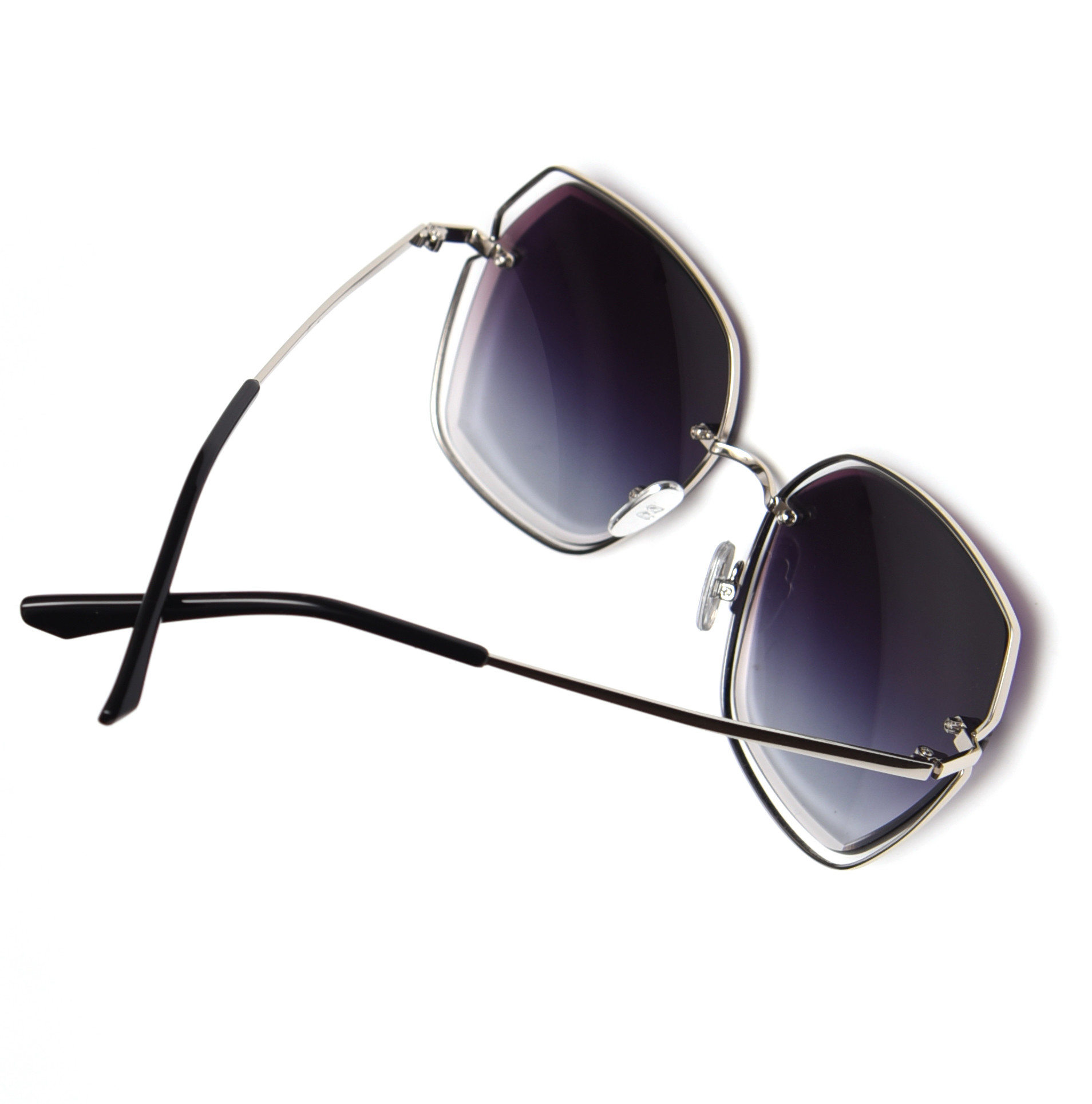 Adult Metal Frame Polarized Sunglasses Hollow Gradient Lens Rimless Designer