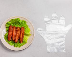 China Household Food Safe Polyethylene Disposable Gloves Embossed Surface wholesale