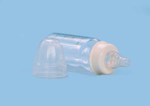 China Arc Shaped 120ml Silkscreen Borosilicate Glass Baby Bottle wholesale