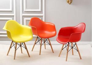 China Non Slip Beech Wood Chair , White Plastic Dining Chairs With Wooden Legs wholesale