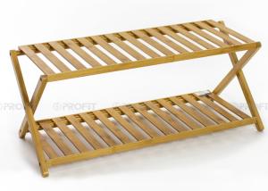 China Bamboo 30cm Height 28cm Width 2 Layer Modern Shoe Rack wholesale