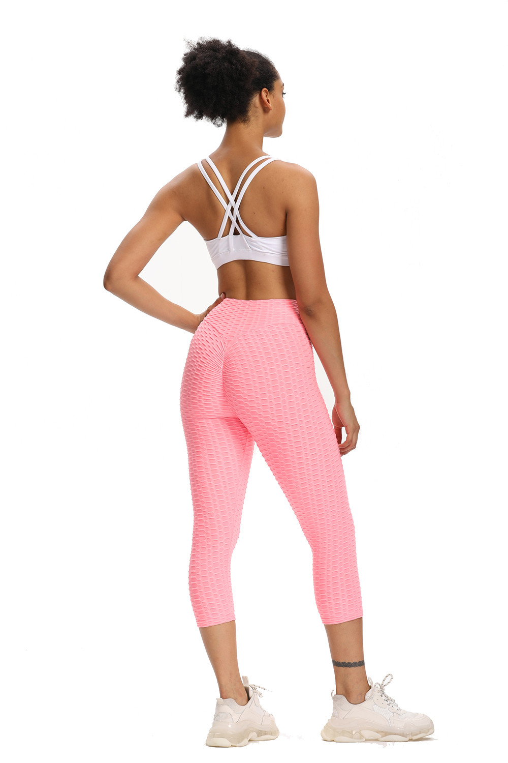 3/4 Yoga Pants High Waist Leggings Active Stretch Fitness Gym For Women