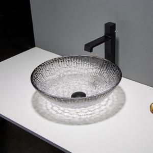 China Modern Crystal Wash Basins Gradient Black Modern Glass Vessel wholesale