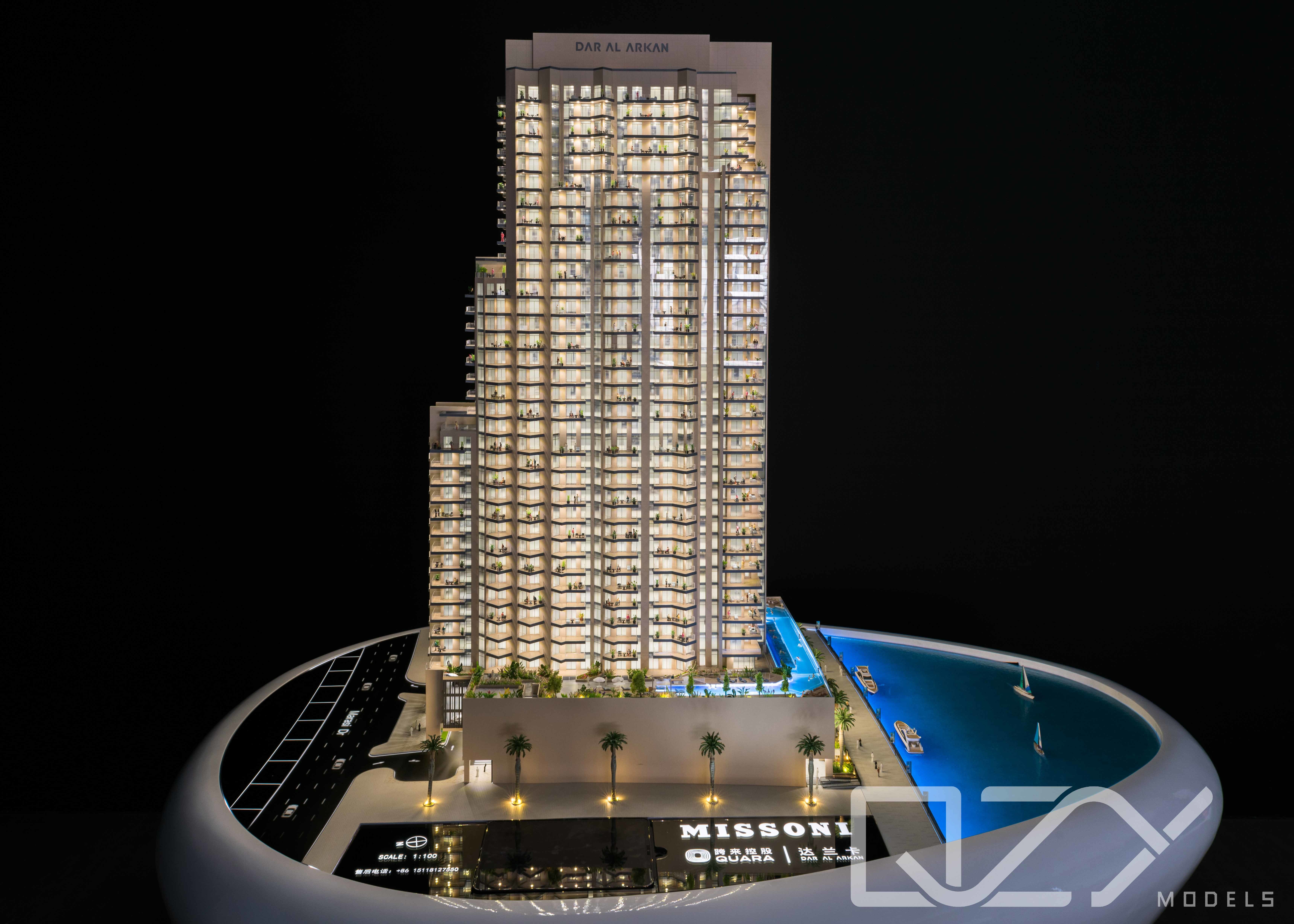 1/100 Scale Architectural Model Making Supplies 3D Building Missoni Dubai Residential