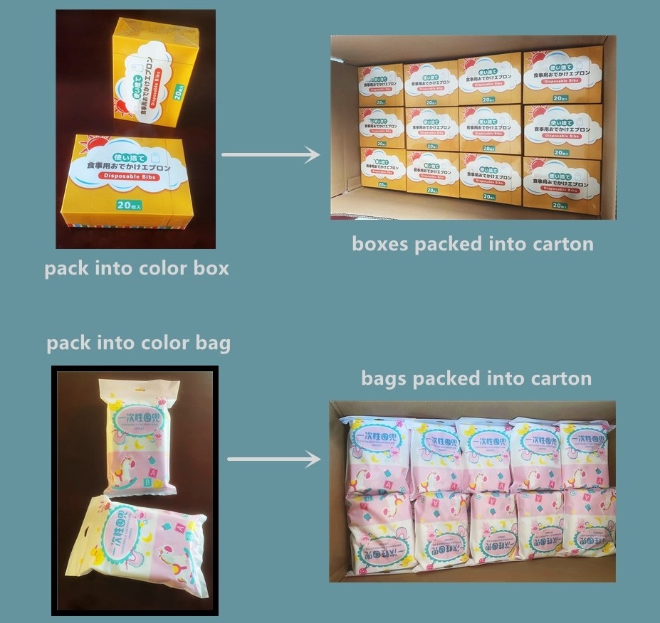 Leak Proof Disposable Baby Bibs Organic Cotton Food Grade Custom Disposable Bibs