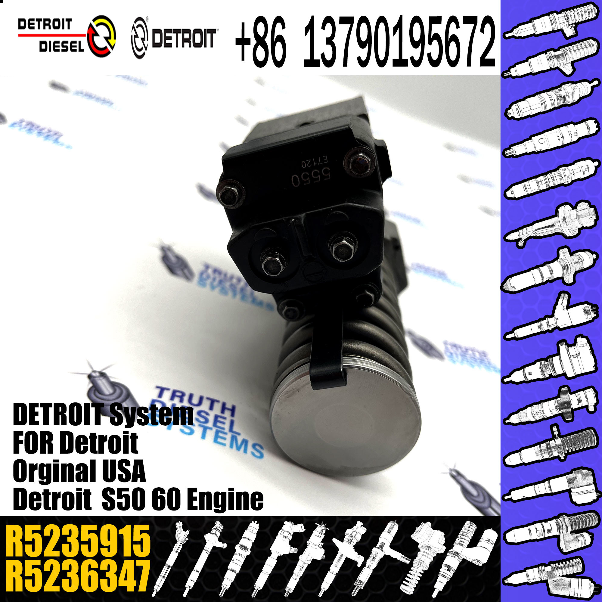 R5235915 Diesel Fuel Injector High Speed Steel With Detroit S60 Engine