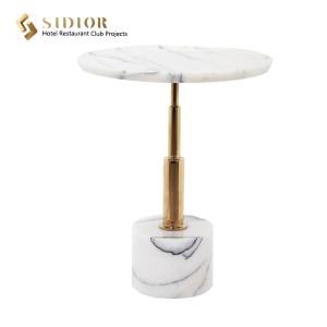 China White Natural Marble Top Movable Coffee Table 50cm Classic Style wholesale