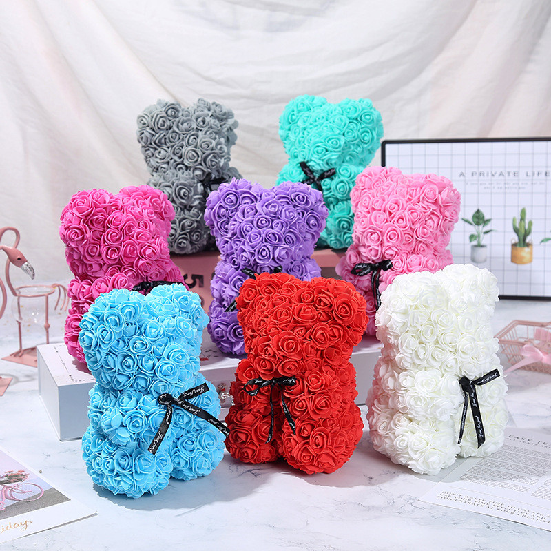 PE Roses Bear with More Colors Bear Roses for Christmas Gift most popular gift for family ,girlfriend,teacher