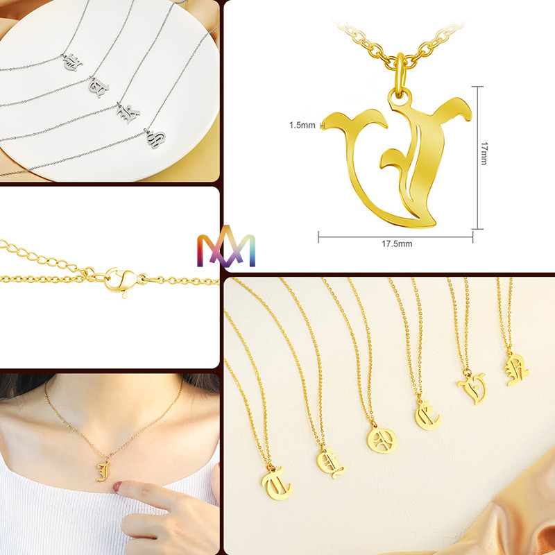 Custom Engraving Old English Initial Pendant For Necklace