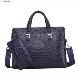 China End Crocodile Embossed Genuine Leather Business Handbags Briefcase Laptop Bag for Men wholesale