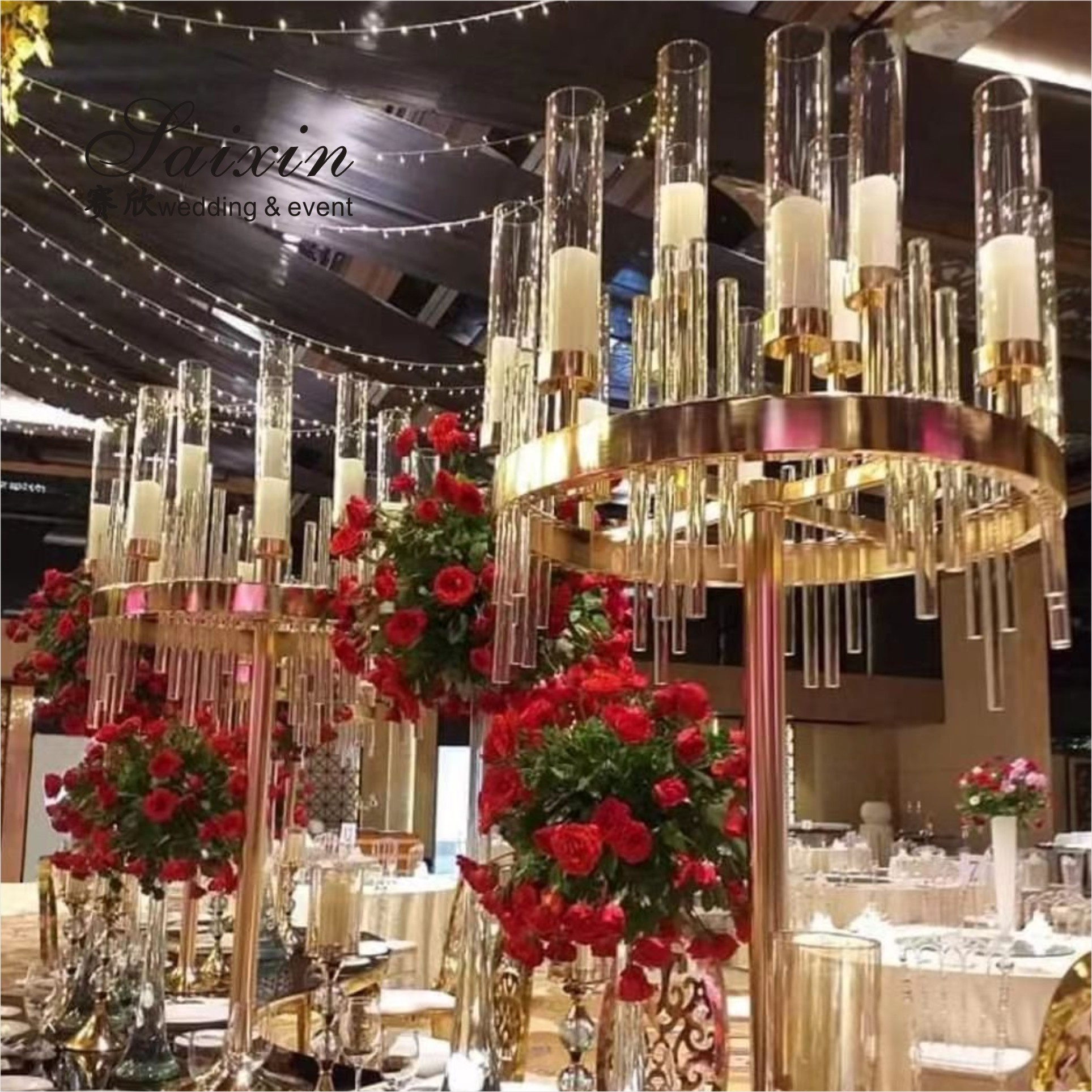 ZT-105 Luxury wedding centerpiece 9 arms crystal candelabras