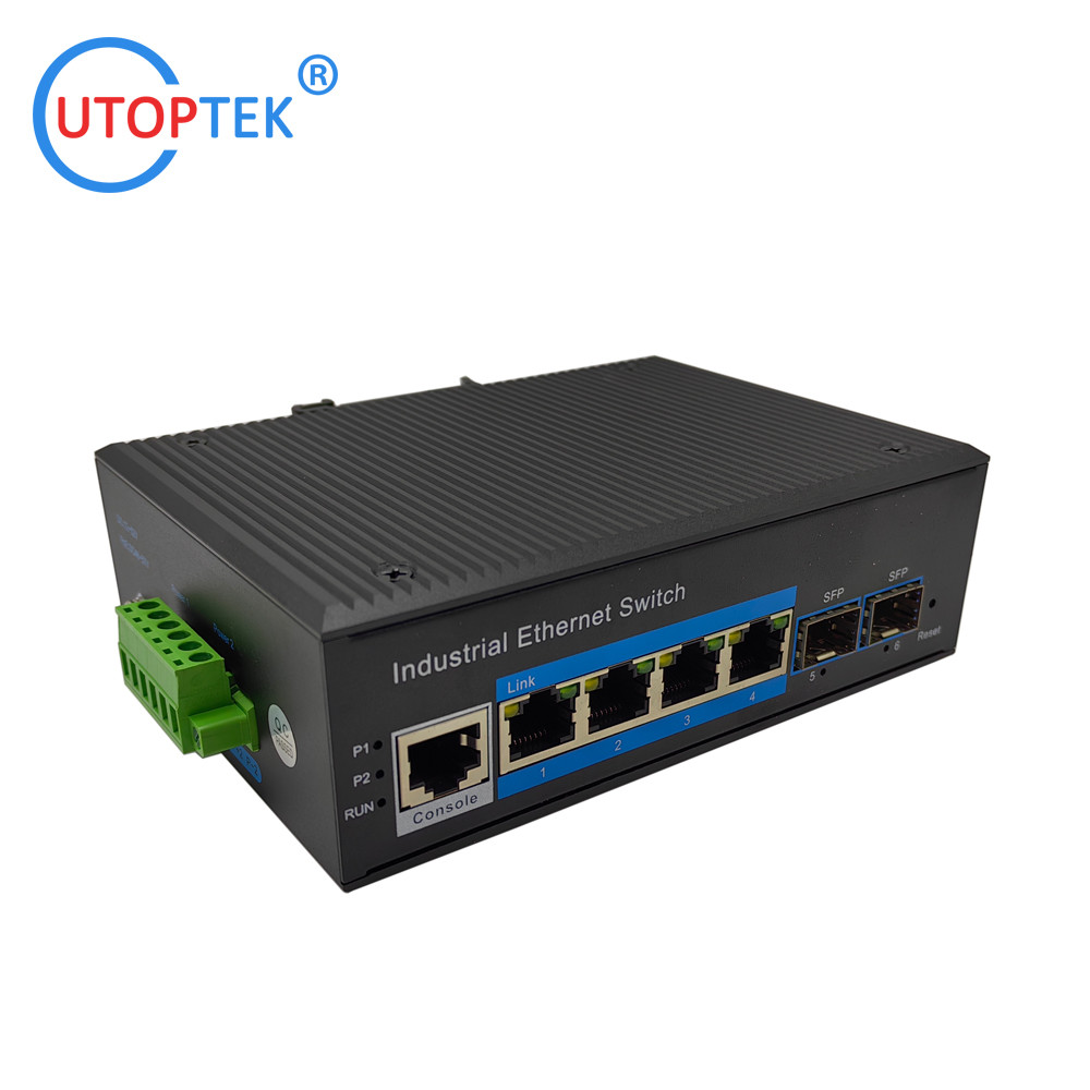 L2 Managed Industrial 2x1000M SFP port + 4x10/100/1000M RJ45 POE port +1xConsole port, DIN Rail,-40 ~+85 ℃