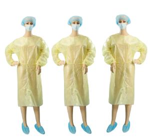 China Yellow Non Woven Garments / Disposable Operating Gowns Fluid Resistant wholesale