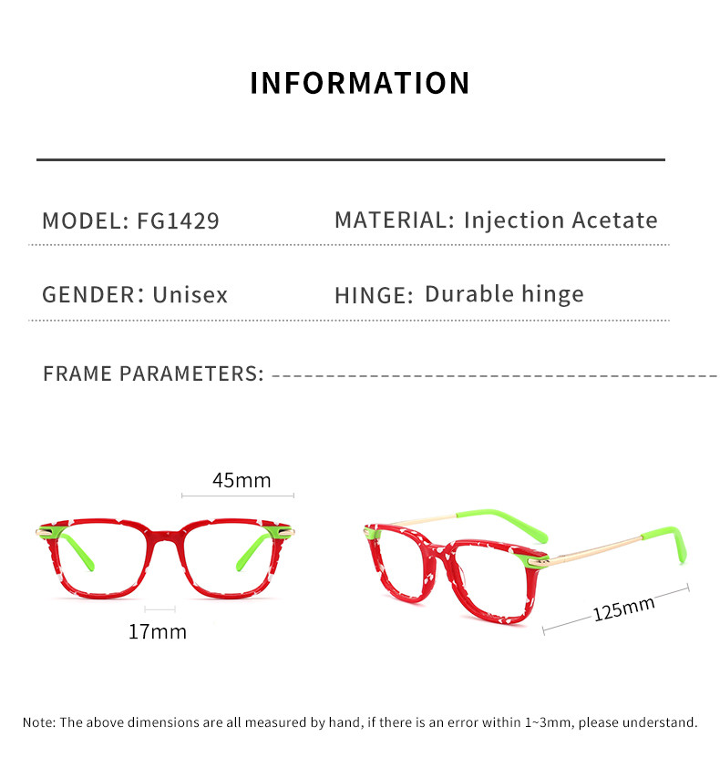 CE certification Children Eye Glasses Lightweight , Square Acetate Glasses Frame