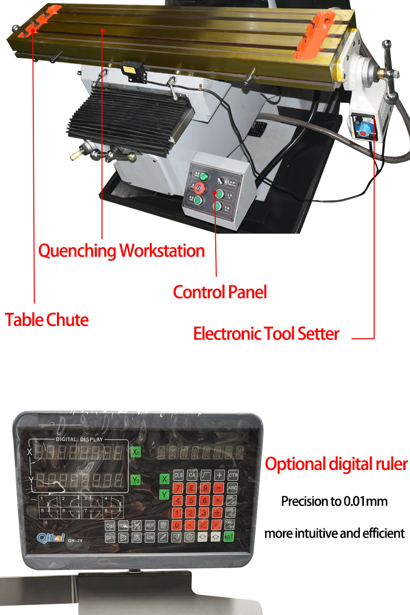 Small Turret Vertical Milling Machine 5H Milling Head Table Size 1370x305