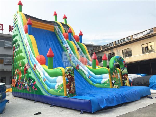 Quality 11X6X9m Commercial Inflatable Slide , PVC Tarpaulin Blow Up Jumping Castle for sale