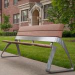 Outdoor Modern Design Backrest Bench Stainless Steel Wooden Bench Garden Park