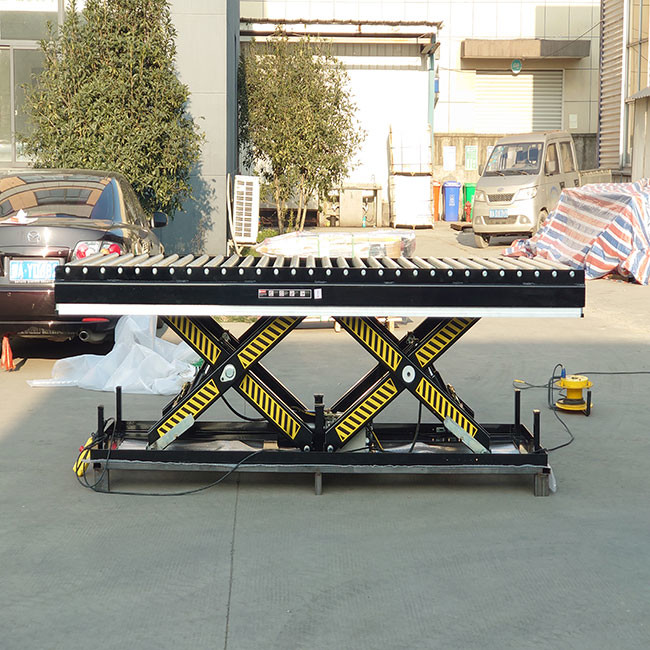 Roller Top Hydraulic Scissor Lift Tables With Double Scissor Heavy Duty 4500 Kgs For Conveyor
