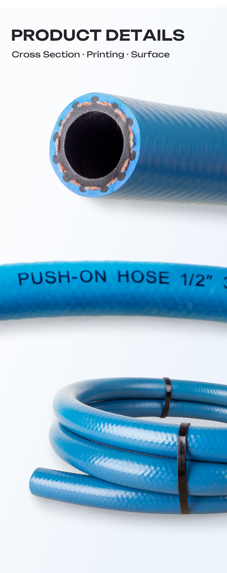 Factory 19mm Non Conductive Wearing Resistant Quick Connect Oil Resistant Gas Tight NBR Rubber Push Lock Hose Compressor