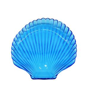 China Ocean Series Sea Shell Blue Glass Charger Plate For Dessert wholesale