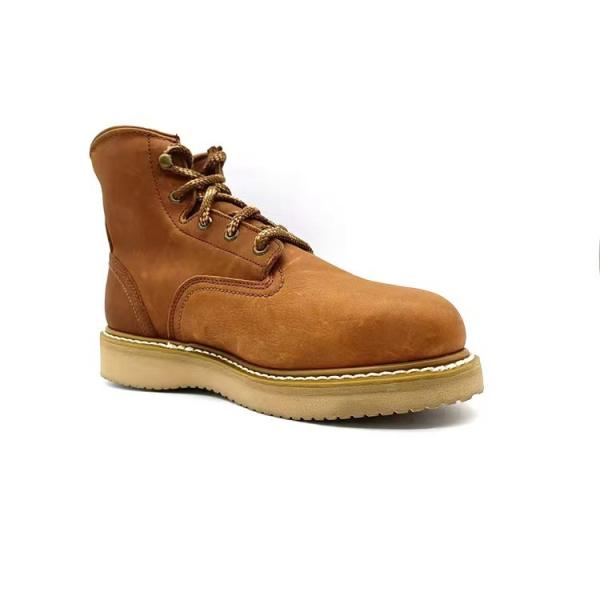 Mens Flat Sole Work Boots High Top Round Toe Steel Toe Boots Vintage British