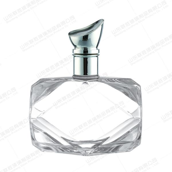 350ml Hand Carved Fire Polish Crystal Shape Glass Whiskey Bottle With Stopper