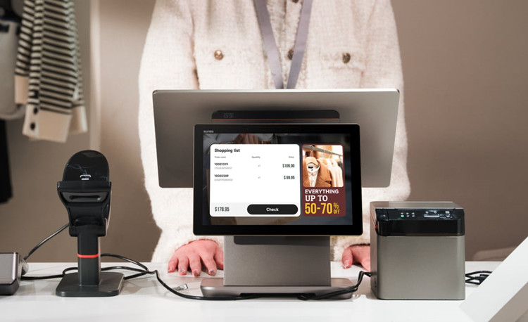 Dual Screen Multi Touch POS Terminal Machine Wifi 5GHz Easy To Connect