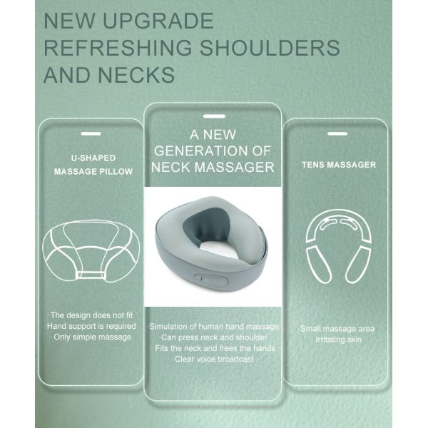 Portable U Shaped Neck Shoulder Massage Pillow PU Kneading Neck Shoulder Massager