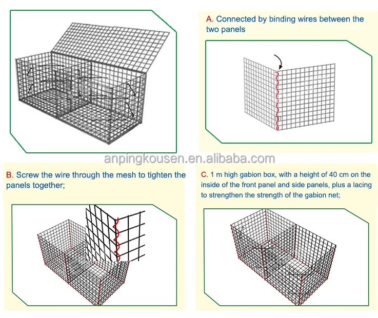 Galvanized Welded Gabion Boxes Wire Mesh Baskets Stone Cage for Custom Requirements