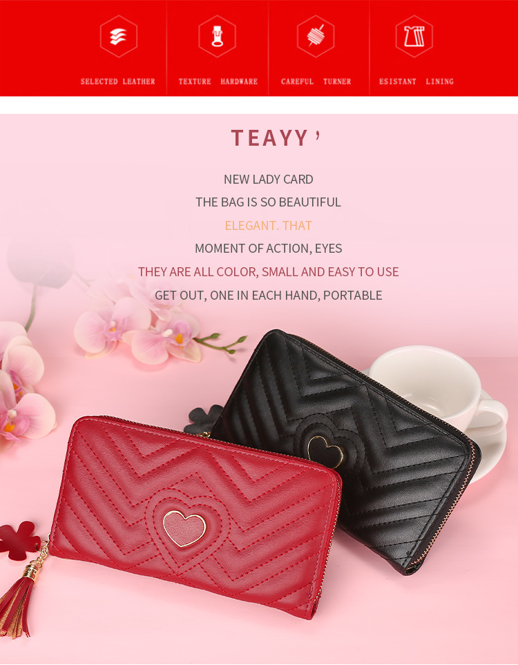 Fashion Style Long Wallets for Women PU Leather Tassel Coin Purse Card Holder Clutch