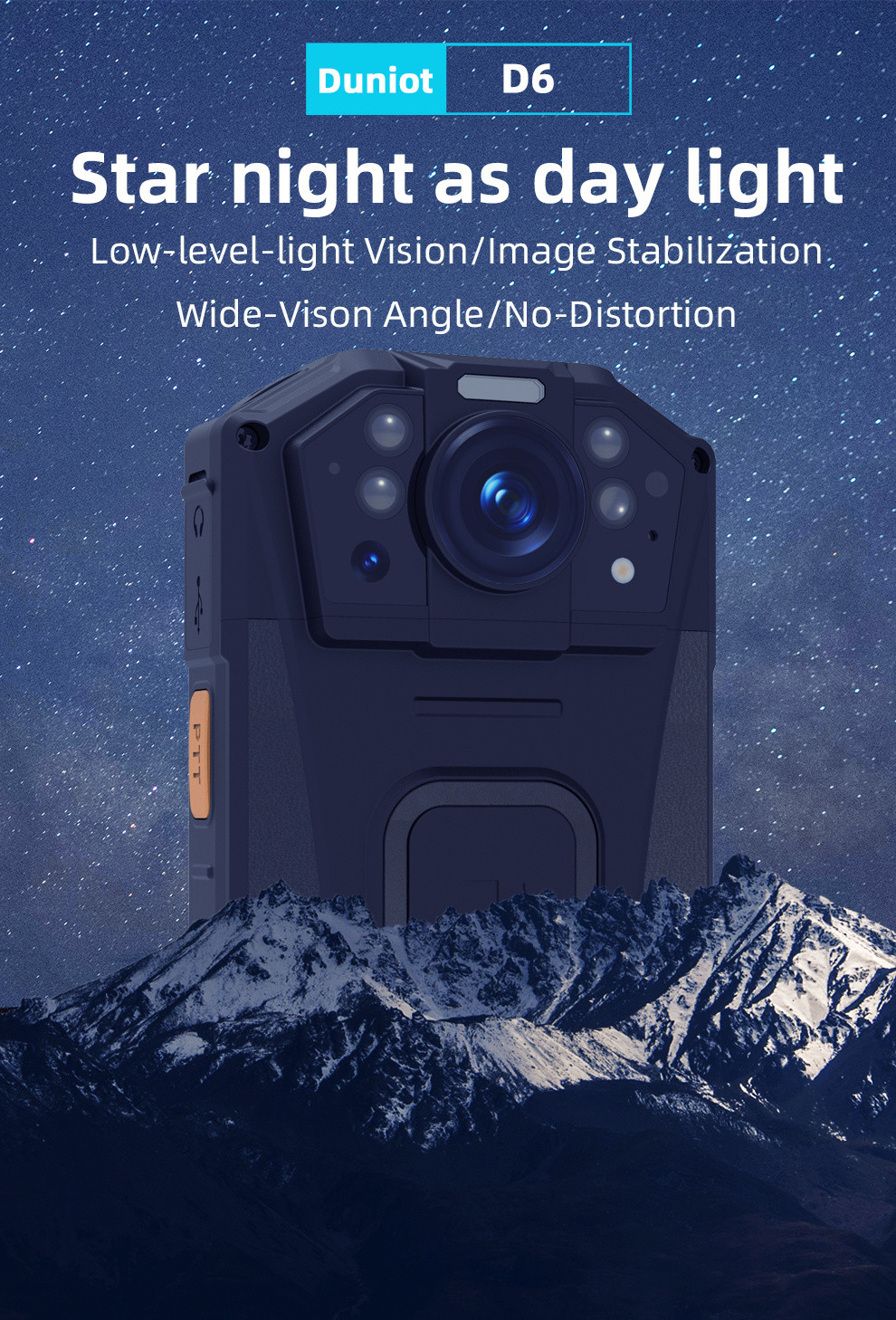 Waterproof Law Enforcement Body Worn Cameras Andriod Low Light Security Camera