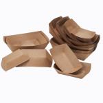 Greaseproof Disposable Kraft Paper Boat , Lightweight Kraft Paper Food Tray