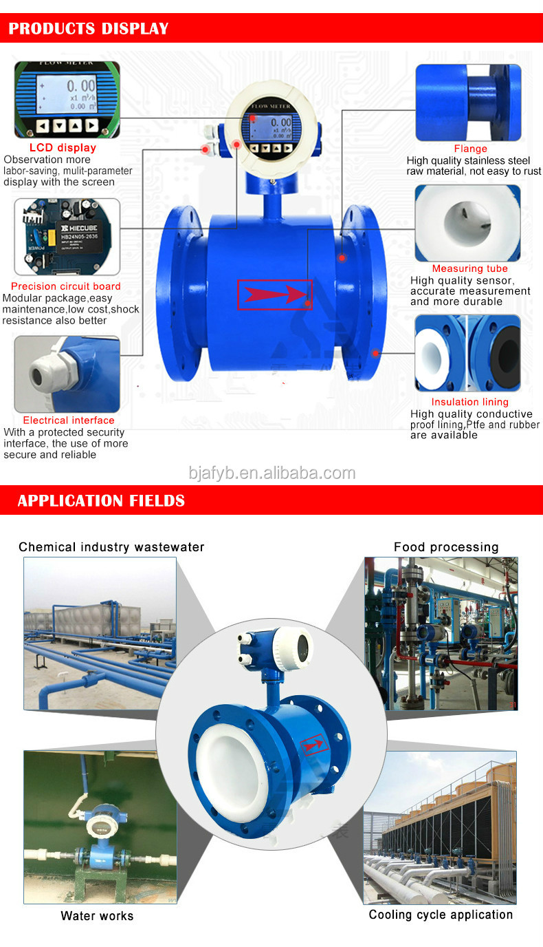 SUS316L High Accuracy Electromagnetic Vertical Ultrasonic Steam Sewage Flange Type Flow Meter RS485
