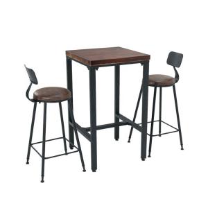 China Unique Wooden Bistro Bar Tables Cafe Square 60x60 High Dining Table Set wholesale