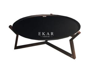 China Contemporary Unique Black Walnut Frame Mental Top Coffee Table wholesale
