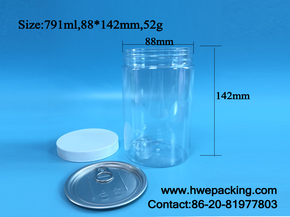 Grains Cereal Oat Nut Wide Mouth Candy Plastic Jars With Lids 27oz