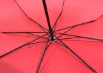 Red Windproof Foldable Umbrella 27 Inch Strong Sturdy For Windy Weather