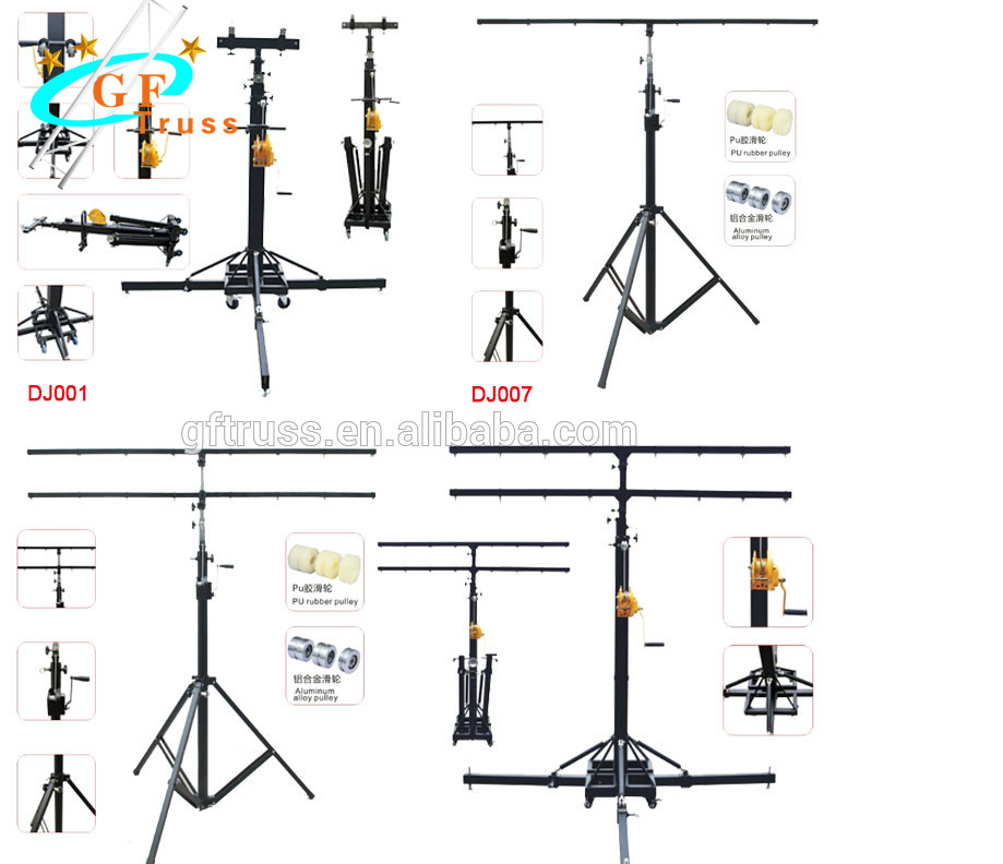 ISO9001 Black Light Tower Metal Speaker Stand For Aluminum Truss