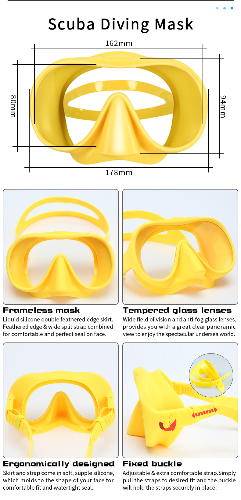 CE Certified Silicone Long Blade Snorkel Mask Set Fins Adjustable Strap