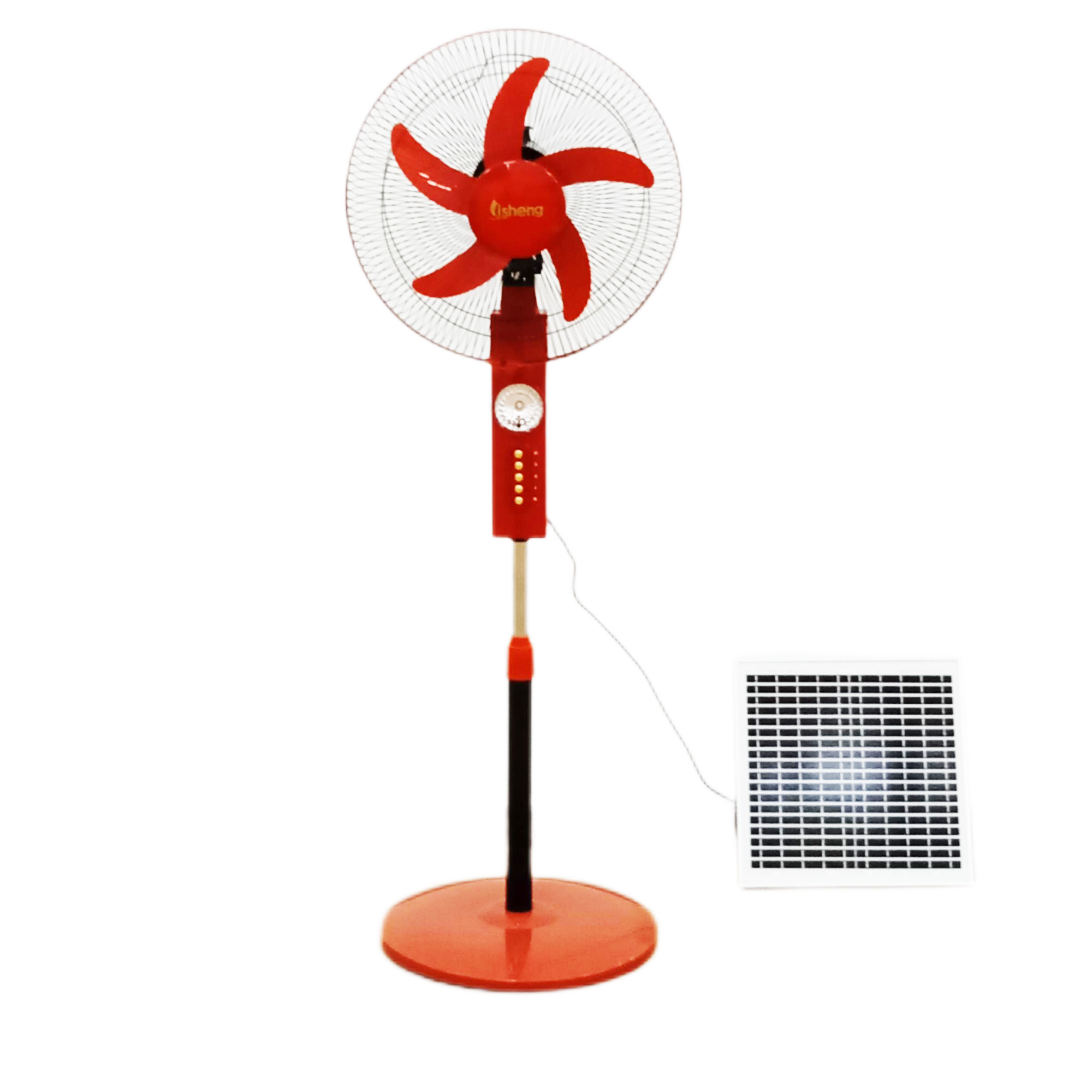 12V DC 16 Inch Solar Rechargeable Standing Fan With Battery And Led Light
