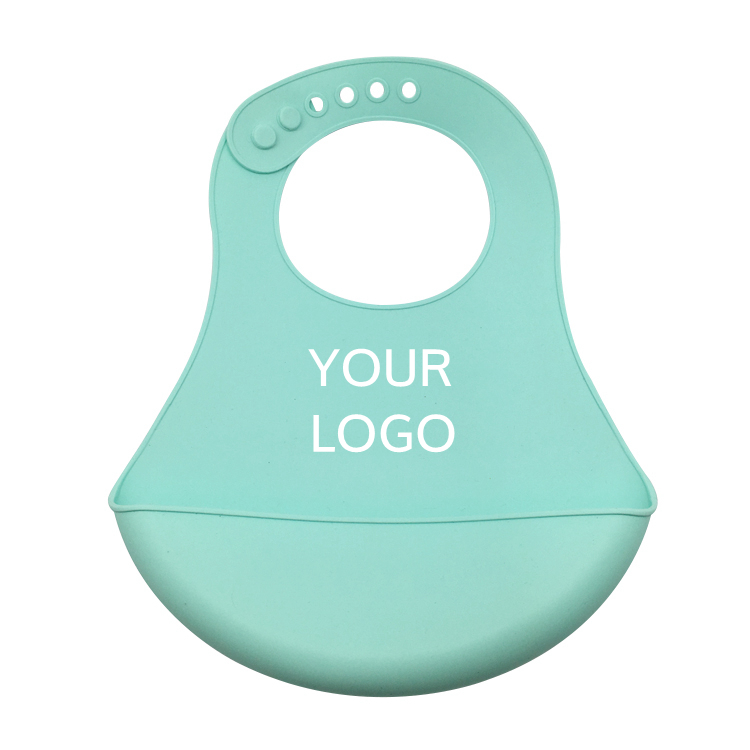 High quality soft food grade silicone material waterproof silicone baby bib easily wipes clean