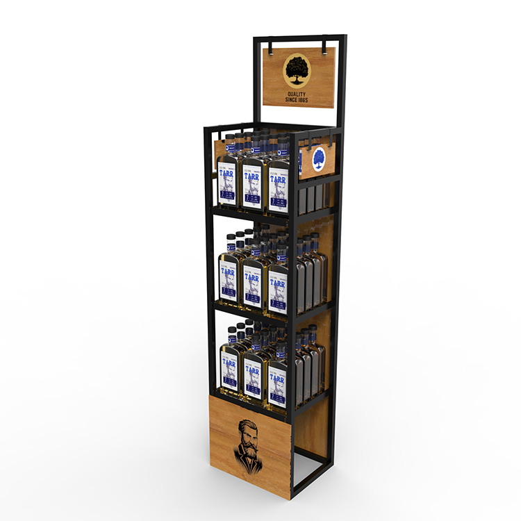 Floorstanding Wine Display Stand Beverage Drink Can Storage Rack For Supermarket