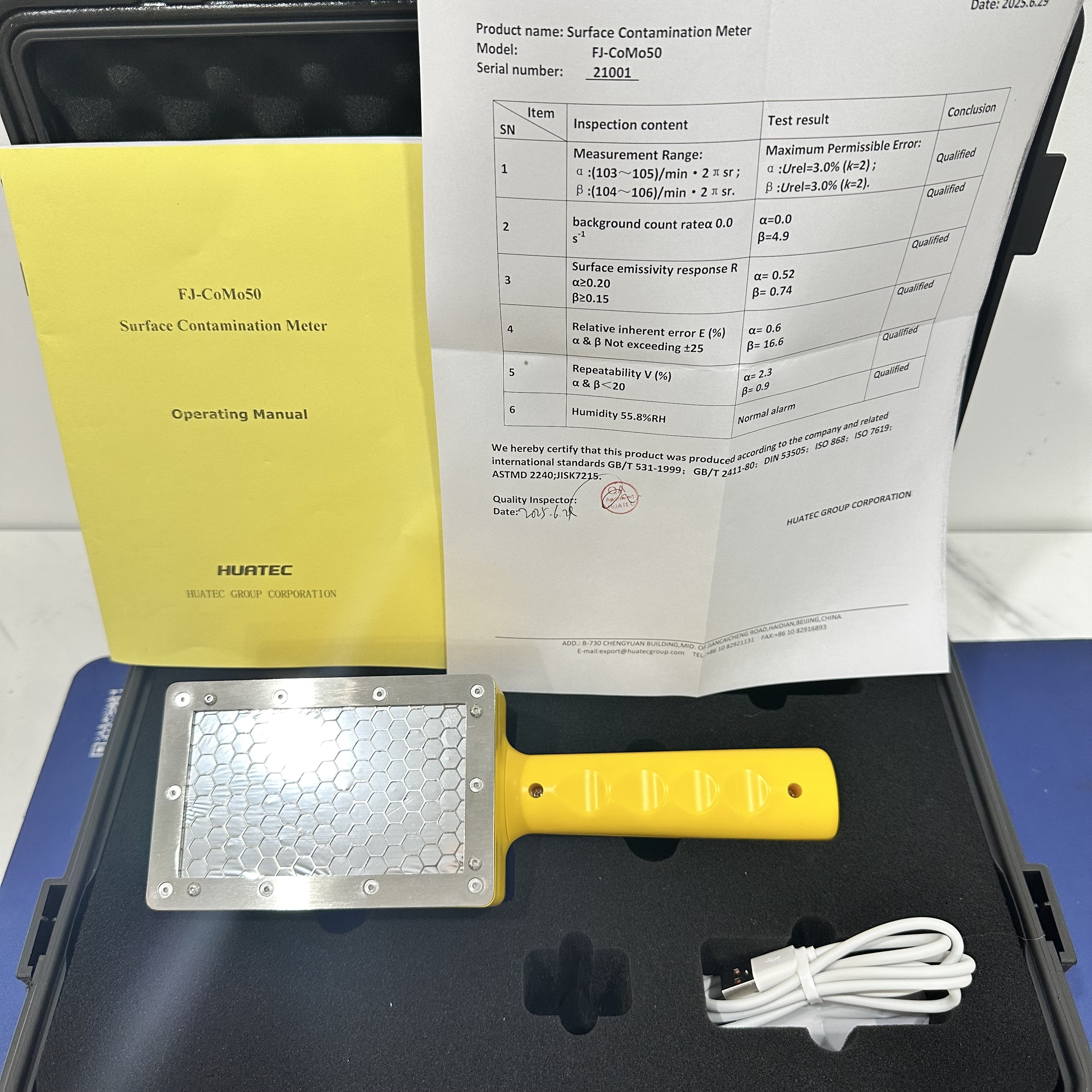 Compact Nuclear Industry Sound Light And Vibration Alarm ALPHA BETA GAMMA Surface Contamination Meter FJ-CoMo50
