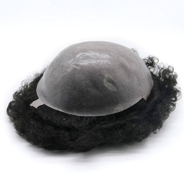 Male Toupee Natural Hairline Black Male Wigs Real Hair Adjustable