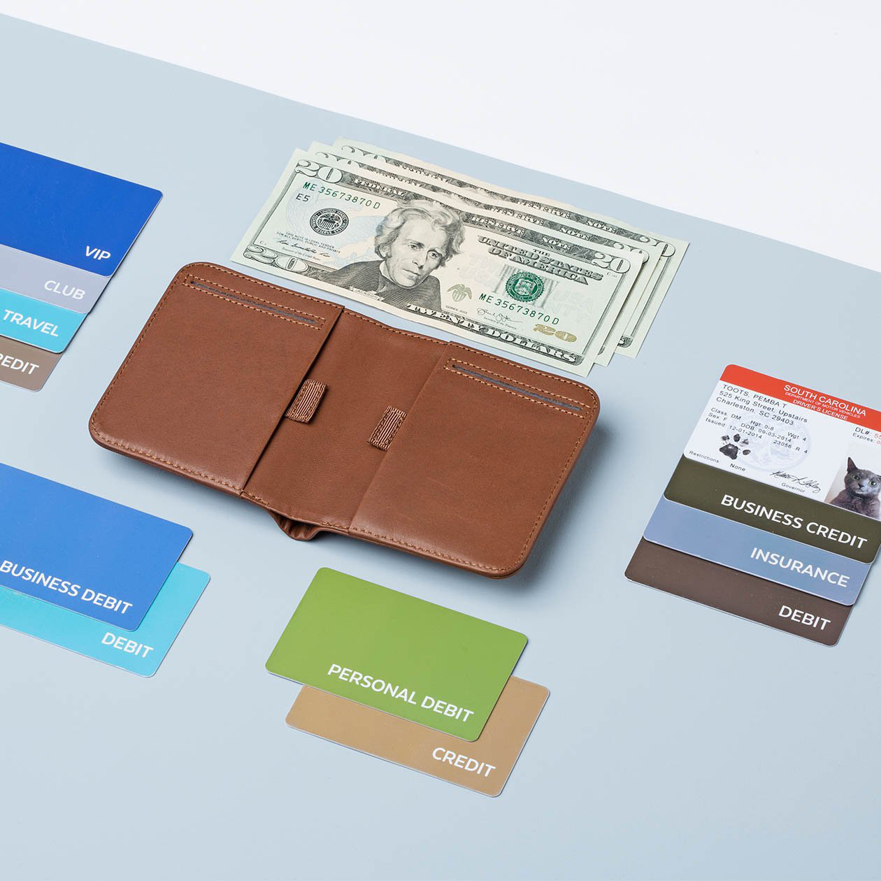 Daily Used Men's Real Leather Bifold Wallet with RFID Protection and Minimalist Design