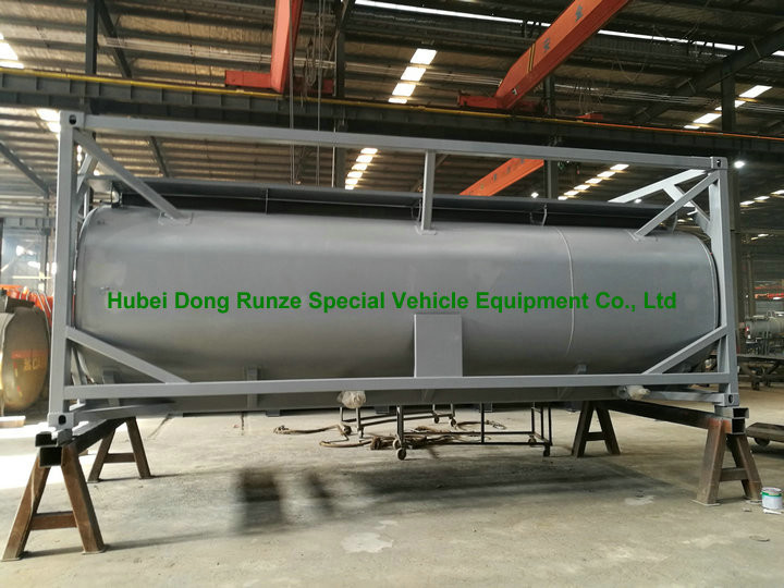 Chemical 20ft Tank Container For High Corrosive Hydrochloric Acid , Sodium Hypochlorite