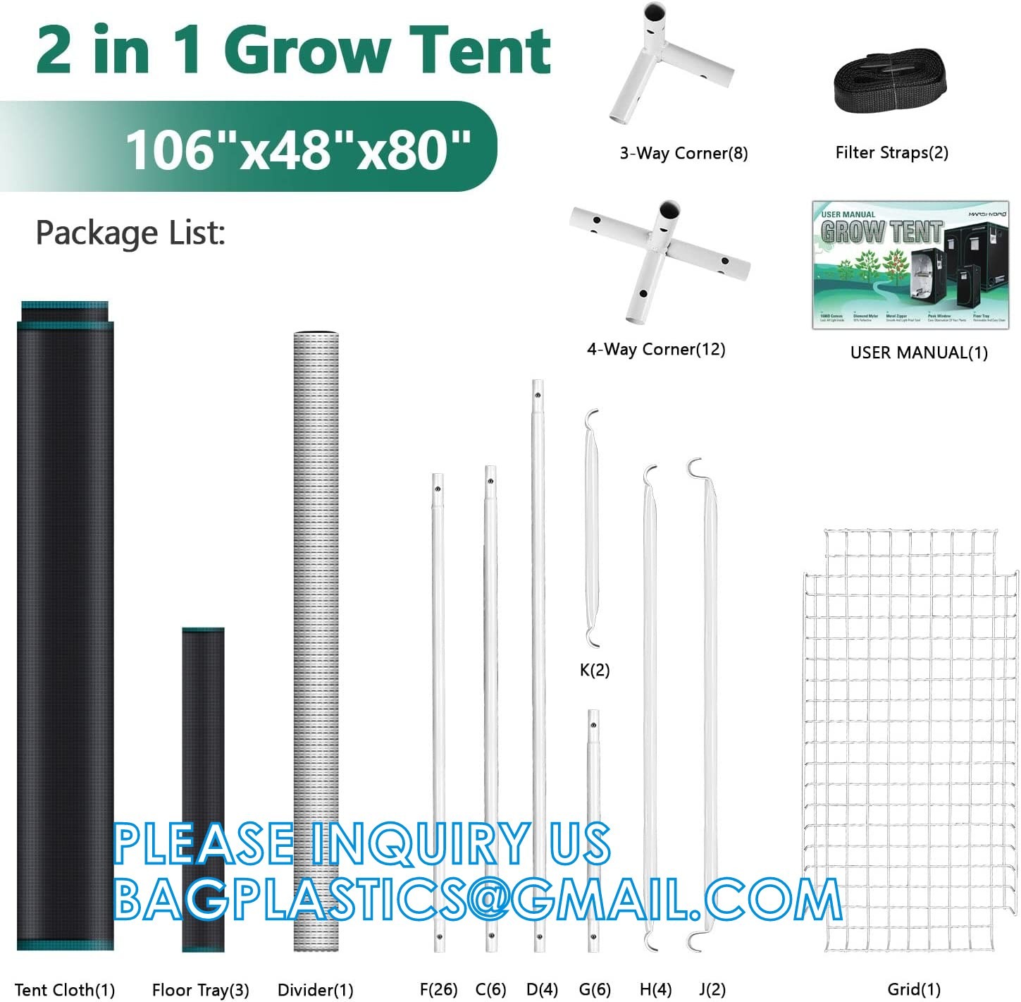 Grow Tent, Growing Room, 600D Mylar Highly Reflective Aluminum Hydroponic Plant Growing Tent Insulation Grow Room