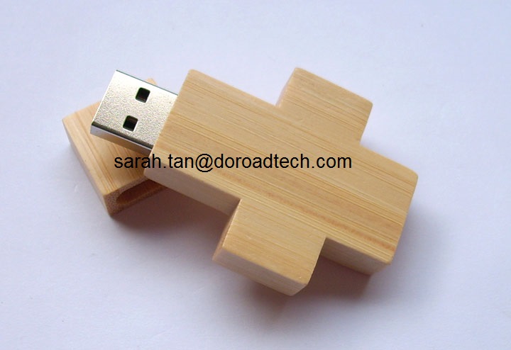Original Real Capacity Wood Cross-shaped USB Flash Drives