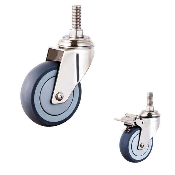 Soft TPR Wheel Threaded Stem 4 Inch Medium Duty 304SS Medical Hospital Bed