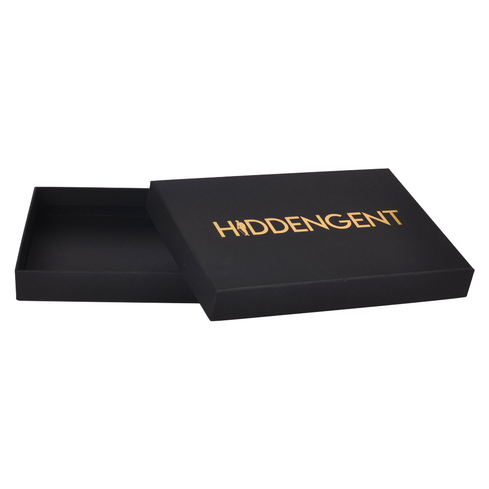 Black Hot Stamping Logo Paper Box Packaging Garment With Lid And Bottom